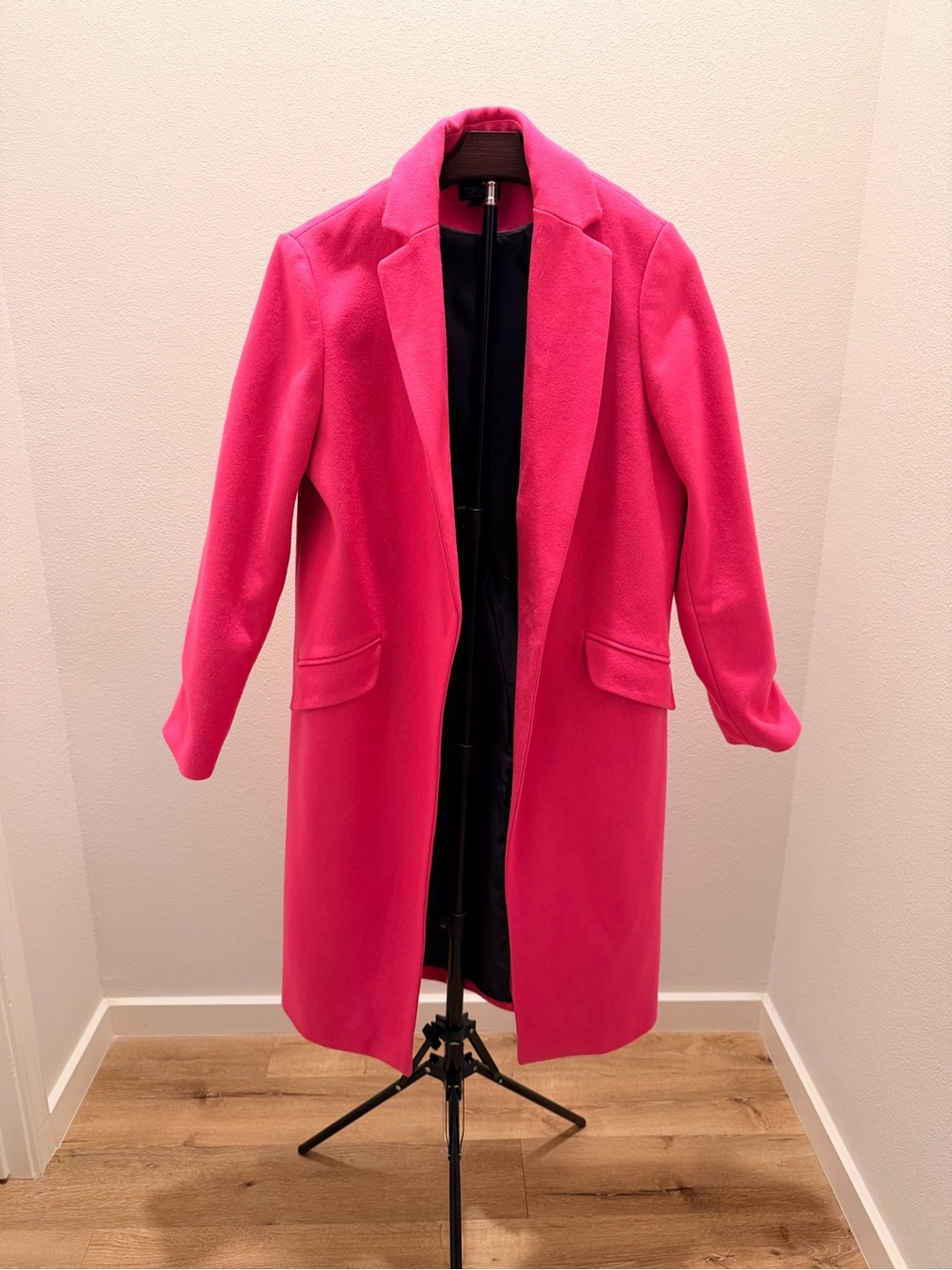 Topshop Hot Pink Longline Coat US 8 Tailored Overcoat Blazer Style